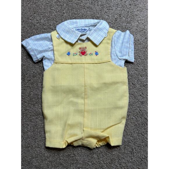 Vtg little goodies by good lad 6-9 month embroidered yellow overalls baby outfit - Picture 1 of 4